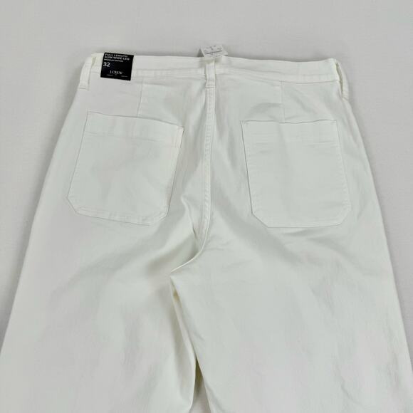 J Crew Factory Women's Slim Wide Leg Sailor Jean Size 32 White Stretch - Picture 9 of 16
